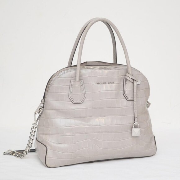 Michael Kors Mercer Crocodile-Embossed-Leather Dome Satchel Per Owned - Picture 1 of 6